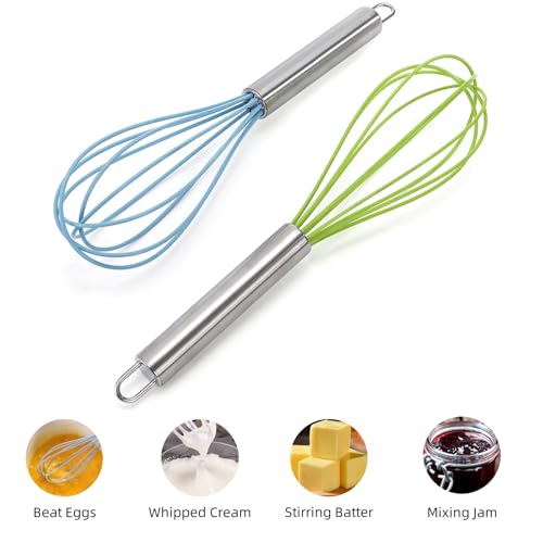 Cididu Set of 24 Silicone Whisk Bulk for Cooking, 10 In Wisking Tool Non Scratch, Flexible Rubber Whisks for Nonstick Pans, Kitchen Hand Whisk for Mother's Day Party Gifts, BPA Free Dishwasher Safe