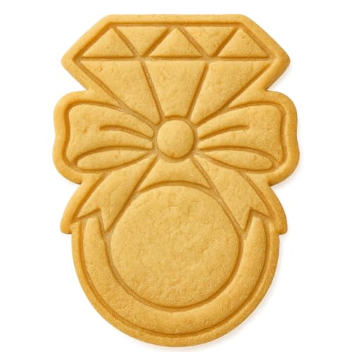 Elegant Diamond Ring with Ribbon Cookie Cutter - 4x3" Wedding Baking Fun