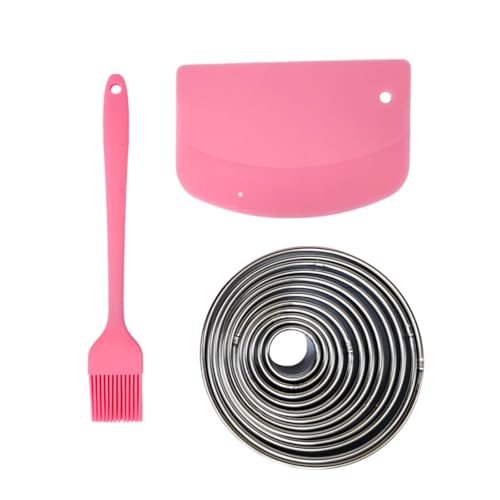 14Pcs Stainless Steel Cake Molds Round Cookie Cutter Set for Baking - size: 12 Sizes