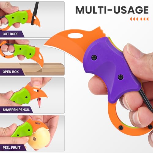 FUNBRO Small Pocket Knife for Men, Edc Knives Tool - color: 1 Pack Purple & Green