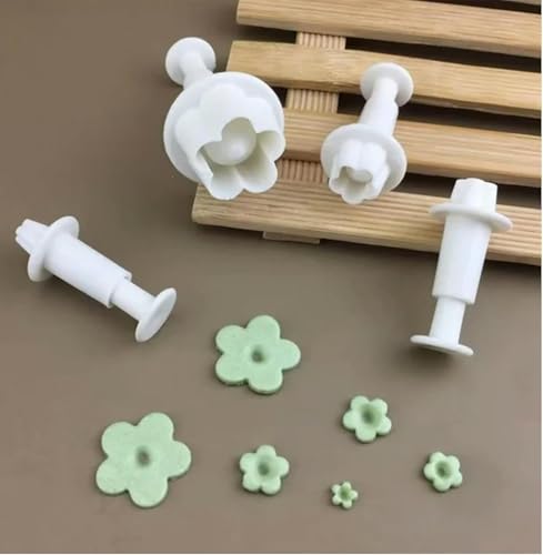 8Pcs Flower Plunger Cookie Cutter DIY Blossom Flower Cake Fondant Mold Plastic Cake Decorating Tools Baking Accessories Cookie Cutters For Baking Plastic, Fondant Cutter