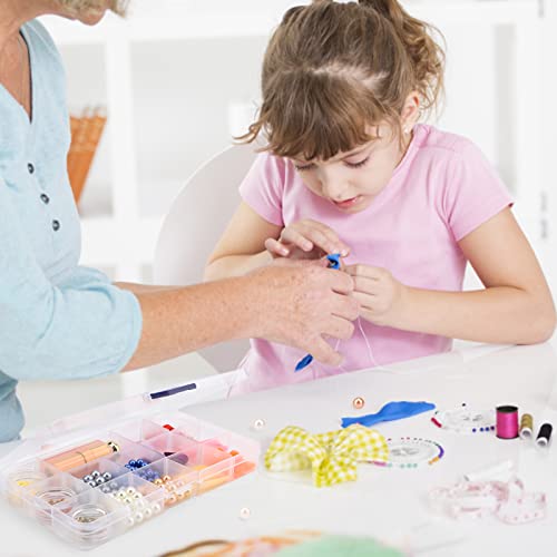 Bead Organizer Box, 2PCS 15 Compartment Craft Storage Container with Removable Divider, Plastic Empty Case for Jewelry Rhinestone Charms Crystal Press On Fake Nail, Hair Stuff Small Accessory - color: 2PCS-Blue Buckle & Red Buckle, size: Small-6.7” x 3.7“