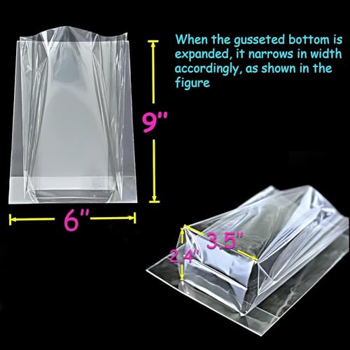 PigPotParty Cellophane Treat Bags 6x9 Inch, 100 Pack, Clear Goodie Bags - color: 6x9 Inch (Pack of 100)