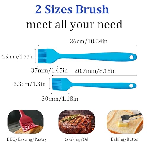 4PCS Heat Resistant Silicone Basting Brushes Cooking Brush, BPA Free Pastry Brush with Soft Bristles for Oil Butter Sauce BBQ Grill Kitchen Baking Dishwasher Safe(Blue) - color: Blue