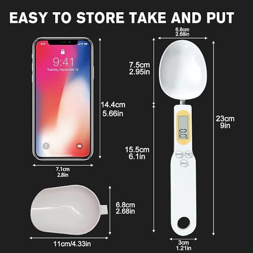 Digital Spoon Scale Electronic Measuring Spoon with 2 Replaceable Spoons, Food Coffee Weigh Scale High Precision for Home 500/0.1g, Digital Food Spoon Scale, Kitchen Scales with LCD Display