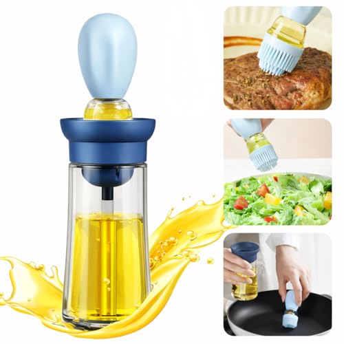 2-in-1 Oil Dispenser Glass Bottle with Silicone Brush, Sky