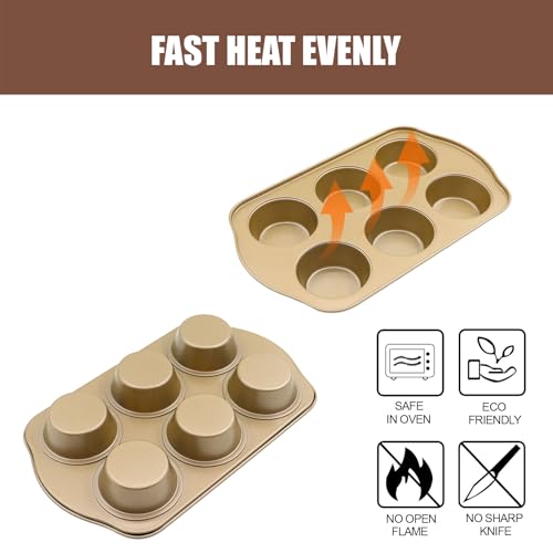 Jumbo Muffin Pan, 6 Cup, 3.5inch Dia, 2 Pack