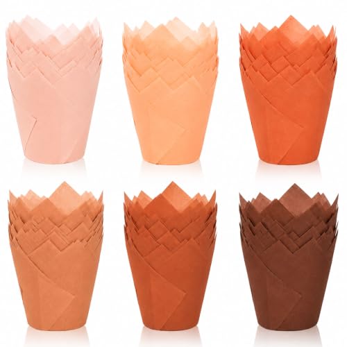 FYSUIMU 180Pcs Fall Tulip Cupcake Liners, Terracotta