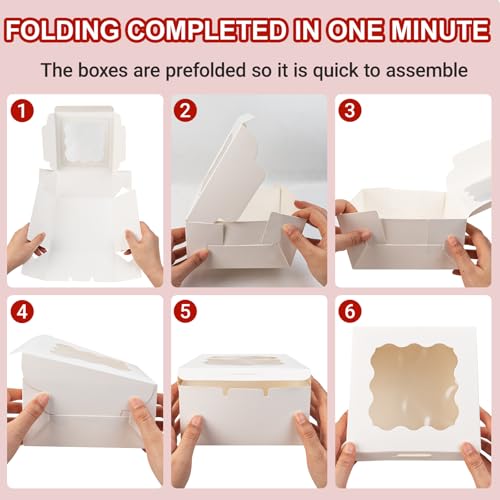 25Pcs Cookie Boxes with Window for Macarons Pastry 6x6x3Inches - size: 6x6x3inches/25pcs