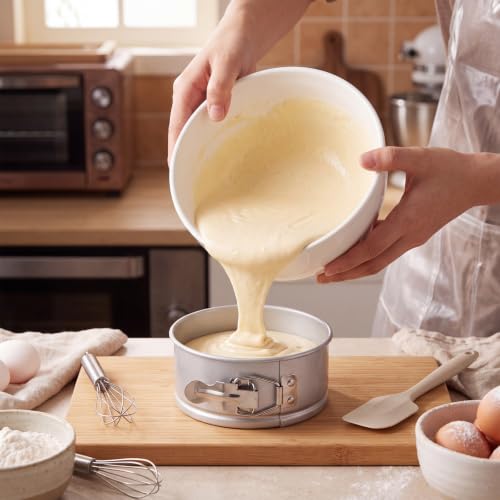 4 Pcs 4 Inch Non Stick Springform Pan with Removable Bottom Silver - color: Sliver, size: 4 Inch