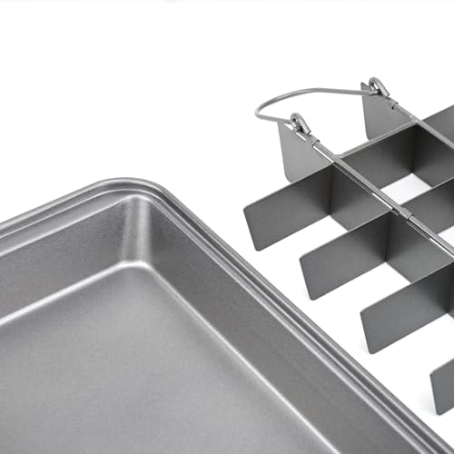 Kundalini Brownie Pan with Dividers,Non-stick Rectangular Baking Pan - color: Gray