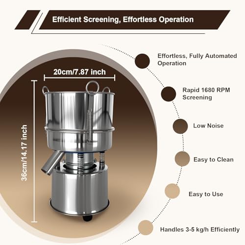 Electric Vibrating Sifter, 8-inch Powder Sifter (Machine + 40 Mesh Screen) - size: Machine + 40 Mesh Screen