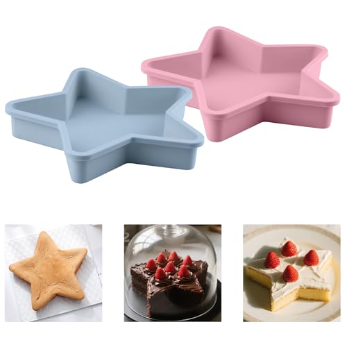 2 Pcs Star Shaped Cake Pans 10 Inch Silicone Cake Molds, Nonstick