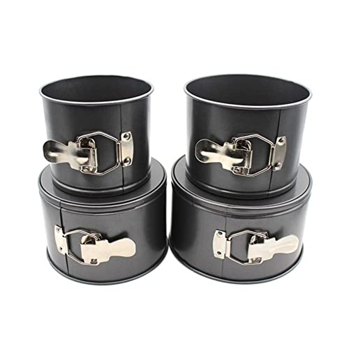 4 Pcs Springform Pan (4inch, 5inch, 6inch, 7inch), Cake Tin for Baking, Detachable Bottom Carbon Steel Cheesecake Mold (Black)