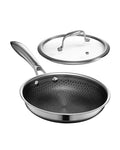 HexClad 8" Hybrid Nonstick Frying Pan with Lid, Dishwasher & Oven Safe - size: 8-inch, style: Pan + Lid