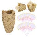 uxcell 100Pcs Tulip Cupcake Liners with 10Pcs Cheese Markers Muffins Liners