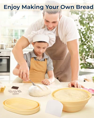 Silicone Banneton Proofing Basket Kit, Sourdough Bread Baking Supplies - size: Standard 9" Round & 10" Oval