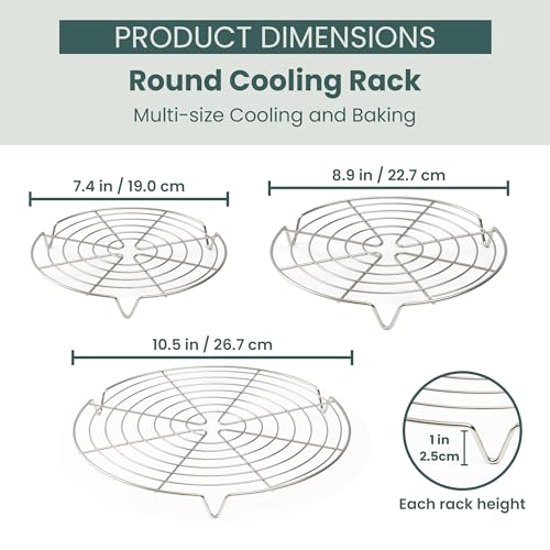 Ultra Cuisine 100% Stainless Steel Round Cooling Racks for Baking, Set of 3 - size: Round Rack 3-Pack