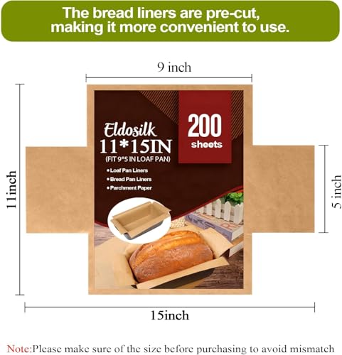 Unbleached Parchment Paper Loaf Pan Liner - Precut 9''x5'' Non-Stick, Fits 8.5''x4.5''/10''x5'' Loaf Pans, Heat-Resistant 430°F BPA-Free Food-Safe for Bread Baking (200 Pcs) - size: 9x5 inches - 200 pieces Paper