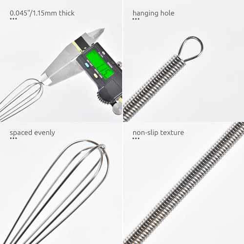 U-Taste Small Mini Whisks for Cooking, 18/8 Stainless Steel 7" Wisking Tool - color: Silver, size: Mini