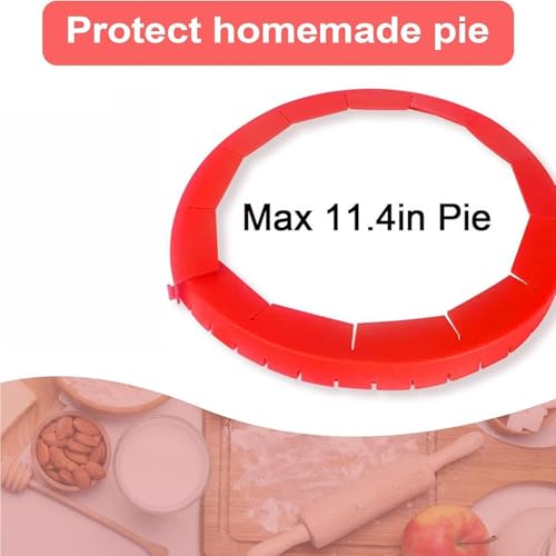 URBEST Adjustable Pie Crust Shield Silicone Pie Protector, Pie Ring Crust Bake Protector Pie Cover,Pie Accessories Kitchen Gadget for Baking Pizza Pie Tools, Fits 8 to 11 Inch Pie Pans