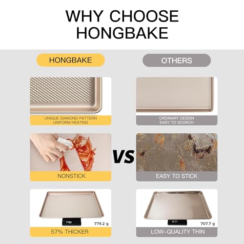 HONGBAKE Jelly Roll Pan 15x10, Nonstick Cookie Sheets for Baking - color: Champagne Gold, size: Jelly Roll Pan