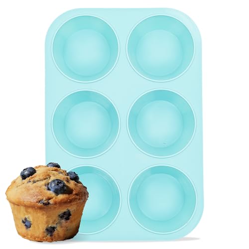 CAKETIME Jumbo Muffin Pan, 6 Cup Silicone 3.5 Inch Large Muffin Tin for Baking Giant Homemade Muffins, Cupcakes, Frittatas Non Stick - size: Jumbo 6-Cup