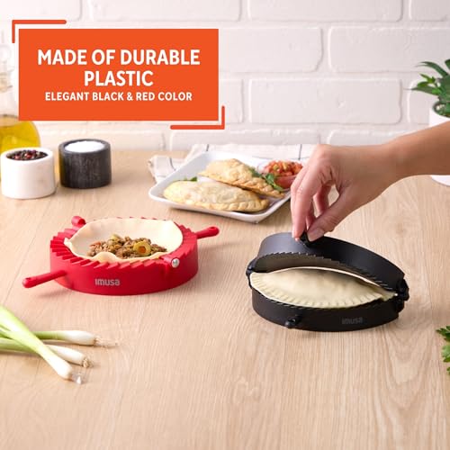 IMUSA 2 Piece Jumbo & XL Empanada Press Set, Black & Red