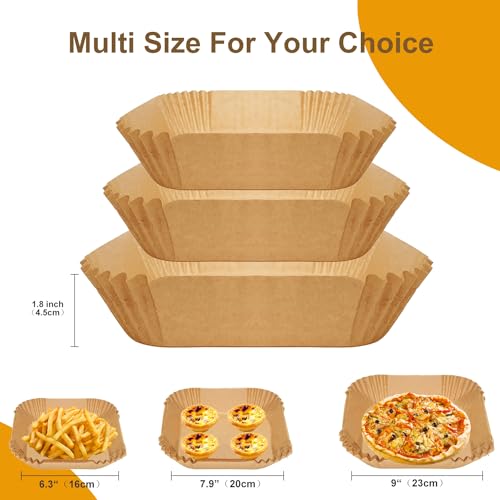 Air Fryer Liners Disposable Paper,100Pcs Airfryer Paper Liners,Non Stick Parchment Paper Liners,Food Grade Air Fryer Accessories for Microwave Oven Steamer 6.3inch Square - size: 6.3”Square