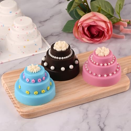 Sakolla 2 Pack 3 Tier Mini Cake Molds, 6 Cavity Silicone Cake Molds for Baking Cake Pop, Cakesicle, Brownie and Mousse (Confetti) - size: Mini Cake Molds/2 Pcs