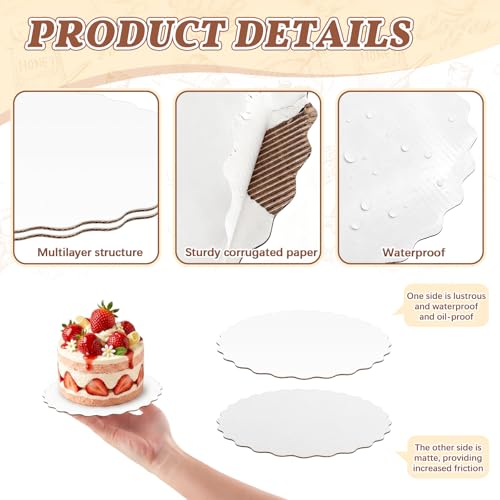 30 Pack 6 Inch Round Cake Boards,White Wave Cardboard Cake Rounds - color: White, size: 6 Inch - 30 Pack, style: Wavy Edge