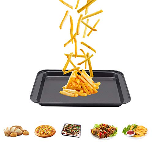 Small Baking Sheet Nonstick 9.45 X 7.09 Inch (Inner 7.5x6), 8 Inch Mini Cookie Tray Toaster Conventional Oven Pan No Warp No Rust Magnetic Bakeware for 1 to 2 person 2 Pack - size: 9.5x7 inch Black