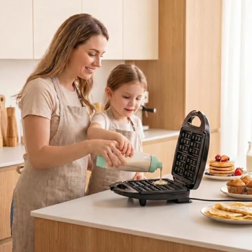 2PCS Pancake Batter Dispenser & Mixer Bottles, 1000ml Leak-Proof Silicone Squeeze Bottle, BPA Free & Dishwasher Safe for Pancakes, Waffles, Muffins, Crepes & Cupcakes (green) - color: green