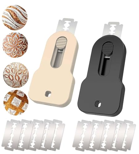 2 Pack Bread Lame Dough Scoring Tool,Retractable Magnetic Sourdough Scorer with 10 Stainless Steel Blades/Razor for Homemade Bread Baking Accessories
