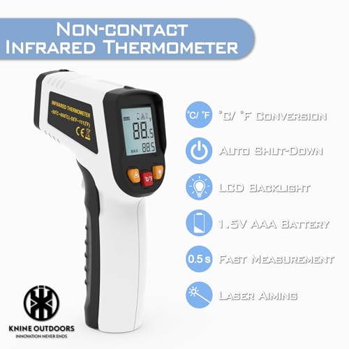 KNINE OUTDOORS Infrared Thermometer Gun, -58℉ to 1112℉ - color: White
