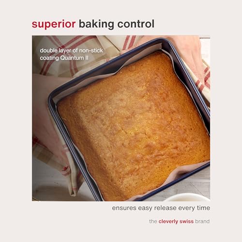 Zyliss E980201 Non-Stick Loose Base Square Cake Tin | 20cm/8in | Carbon Steel | Dark Blue | Baking Tin/Bakeware | Dishwasher Safe | 5 Year Guarantee - style: Loose Base Square Cake Tin