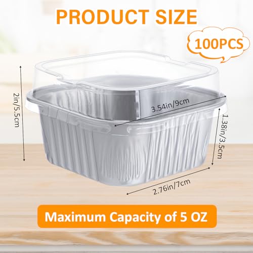 Skylety 100 Pcs 5oz Mini Square Cake Pans with Lids, Silver - color: Silver