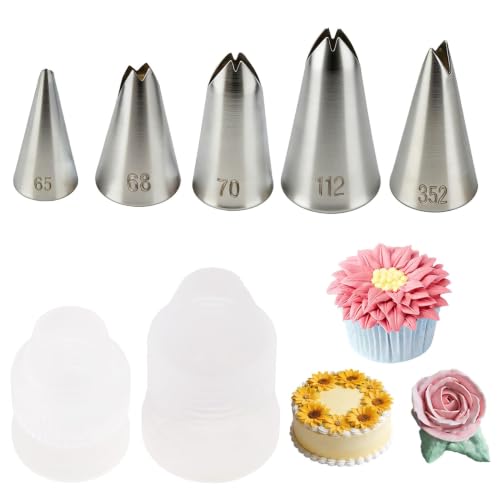 7 Pcs Leaf Piping Tips Set with Couplers - color: 65/68/70/352/112