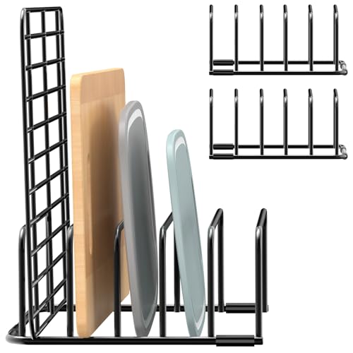 Cutting Board Organizer Storage, Baking Sheet Rack under Cabinet - color: 2pc, Black