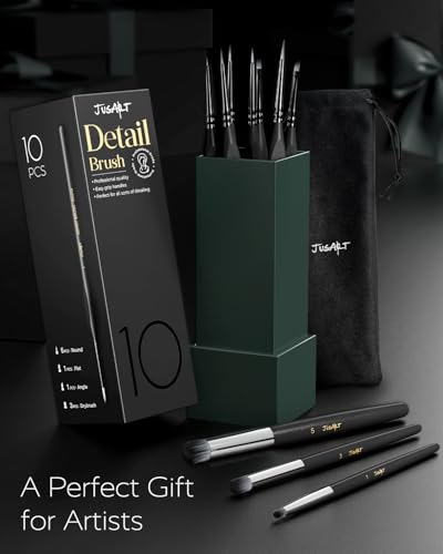 10 Pcs Fine Paint Brushes for Detail, Set with Case Holder