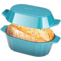 Enameled Cast Iron Dutch Oven for Bread Baking – 3QT Oval Round Heavy Duty Bread Pan with Lid, Non-Stick Ceramic Coating,Loaf Cast Iron Bread Oven for Sourdough, Baking, Roasting, Braising, Stovetop & Oven Safe - color: Blue
