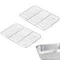 Linkidea 2 Pack Stainless Steel Grilling Rack, 9.6" x 7" Oven Safe Grid Wired Rack for Baking, BBQ Accessories Compatible with Stock Your Home, Stack Man, Eco-Foil,