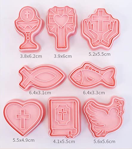 8 pcs Christian Bible Cookie Cutters,Cross Biscuit Cutter (Cross 1227A) - color: Cross 1227A