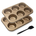 Non-Stick Gold Jumbo Muffin Pans, 6-Cup Set of 2 - color: Gold