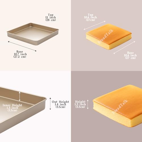 11-Inch Square Baking Pan Set, 1.4-Inch Deep Nonstick Carbon Steel, 2 Pack - size: 11″ Square