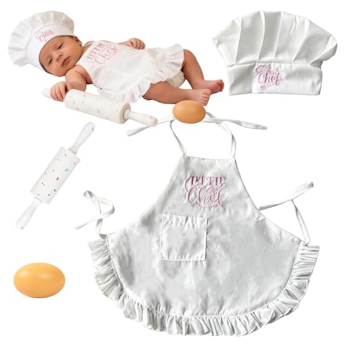 4 Pack Newborn Chef Outfit Photography Props 0-6 Months - color: White