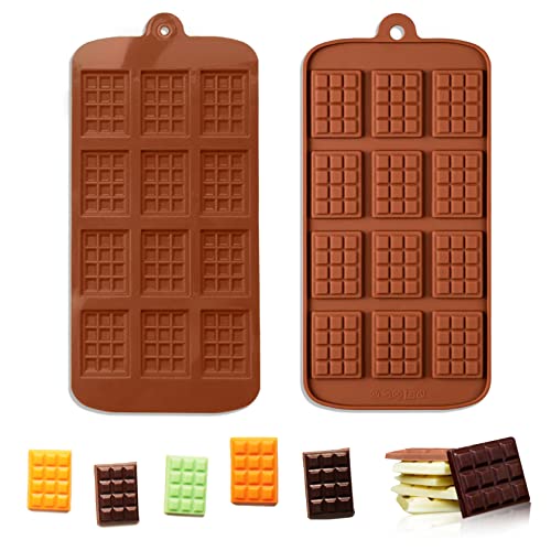 2 Pieces Silicone Break Apart Chocolate Moulds,Silicone Square Mold,Non-Stick Candy Chocolate Bar Mold,Reusable Candy Protein Silicone Chocolate Mold - color: 2 Pieces