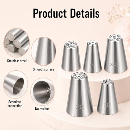 5 Pcs Grass Piping Tip, Grass Icing Nozzles Set