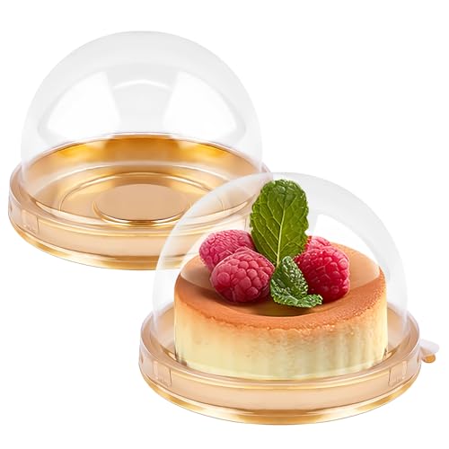 Zezzxu 100 Pack Mini Cake Containers with Lids, Gold Domes - color: Gold, style: 100 Pack