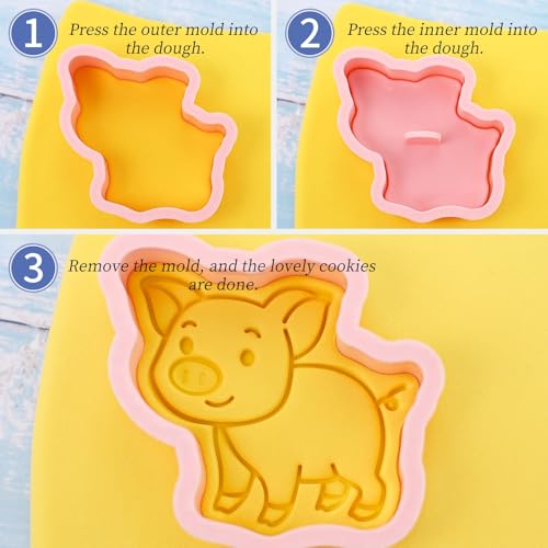 Farm Animal Cookie Cutter Set 8Pcs Barn Tractor Windmill Biscuit Molds - color: Farm
